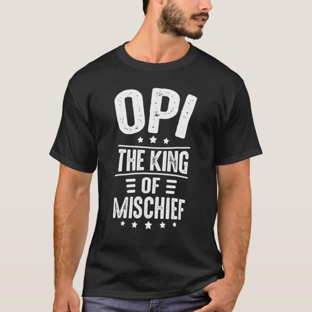 Mens Opi King Of Mischief Idea From Grandchildren T-Shirt (Front)