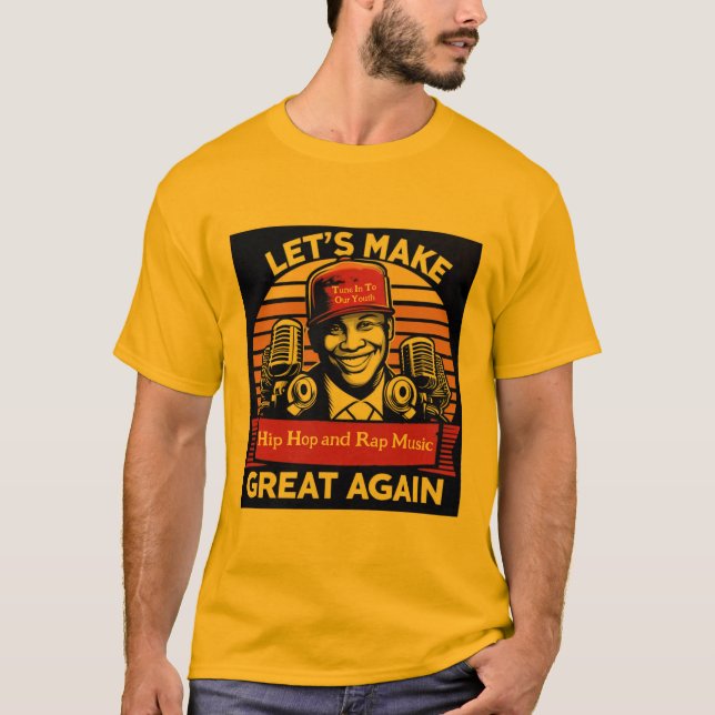 Mens Orange  Hip Hop T-Shirt (Front)