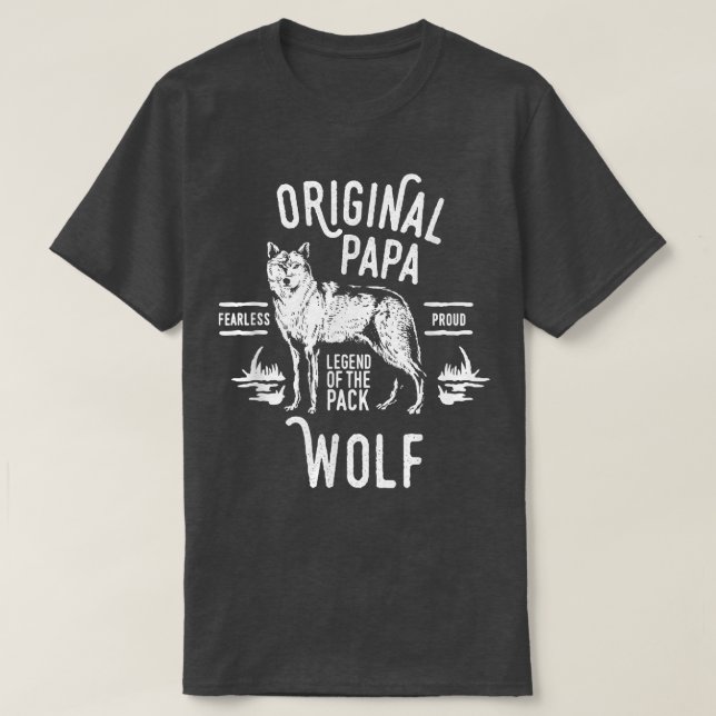 Mens Original Papa Wolf, Leader of the Pack, Fathe T-Shirt (Design Front)