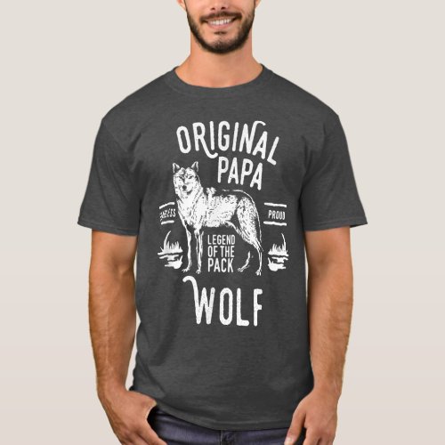 Mens Original Papa Wolf Leader of the Pack Fathe T_Shirt