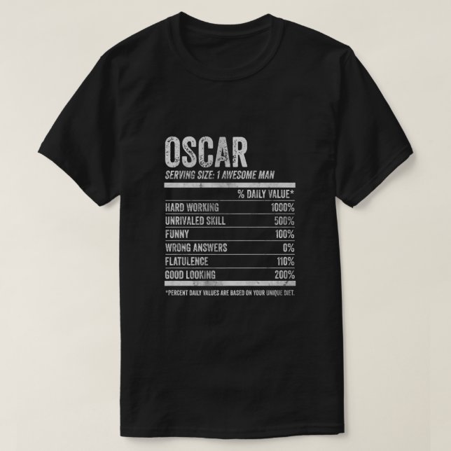 Mens Oscar Nutrition Personalized Name Shirt Funny (Design Front)