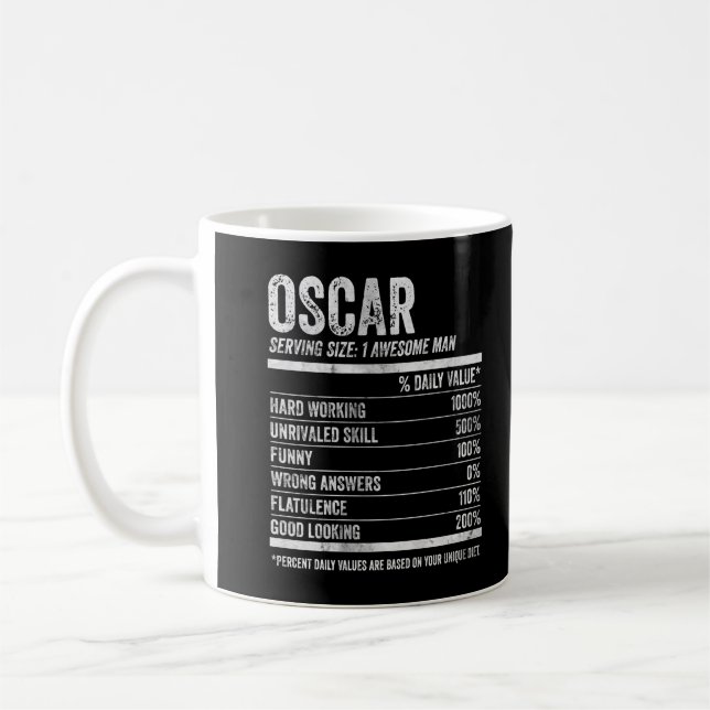 Mens Oscar Nutrition Personalized Name Shirt Funny Coffee Mug (Left)