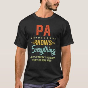 Mens Pa Knows Everything Grandpa Fathers Jokes T-Shirt