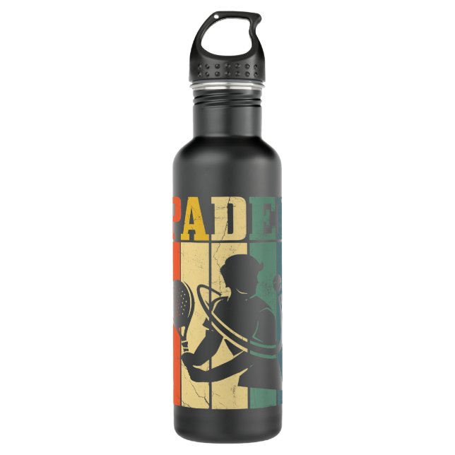 Mens Padel Racket Ball Retro Design For Padel Tenn Stainless Steel Water Bottle (Front)