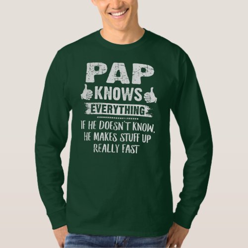 Mens Pap Know Everything Fathers Day Funny Pap T_Shirt