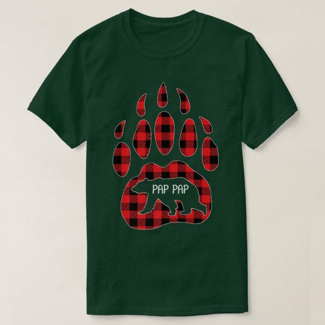 Mens Pap Pap Bear Red Plaid Buffalo Pap Pap Matchi T-Shirt (Design Front)