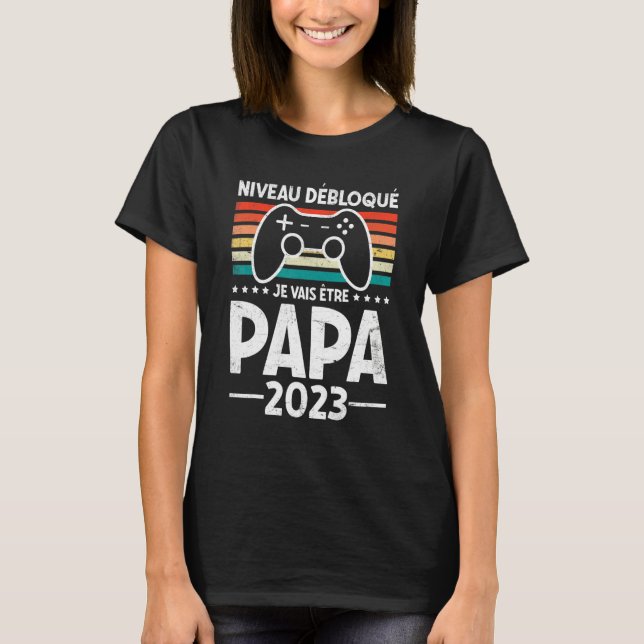 Mens Papa 2023 Unlocked Level Pregnancy Announceme T-Shirt (Front)