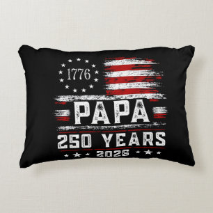 Mens Papa American Flag 250 Years 4th of July Gran Accent Pillow