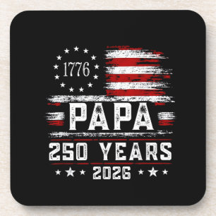 Mens Papa American Flag 250 Years 4th of July Gran Beverage Coaster