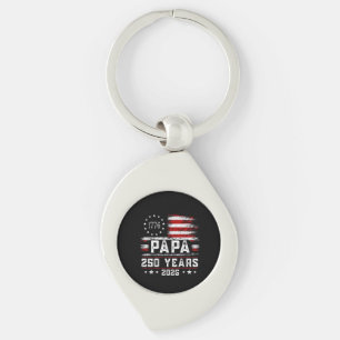 Mens Papa American Flag 250 Years 4th of July Gran Keychain
