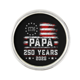 Mens Papa American Flag 250 Years 4th of July Gran Lapel Pin