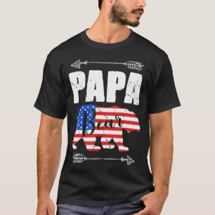 Mens Papa Bear American Flag 4th of July Father's T-Shirt