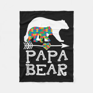 Mens Papa Bear Autism Men Father Daddy Autism Awar Fleece Blanket