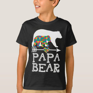 Mens Papa Bear Autism Men Father Daddy Autism Awar T-Shirt