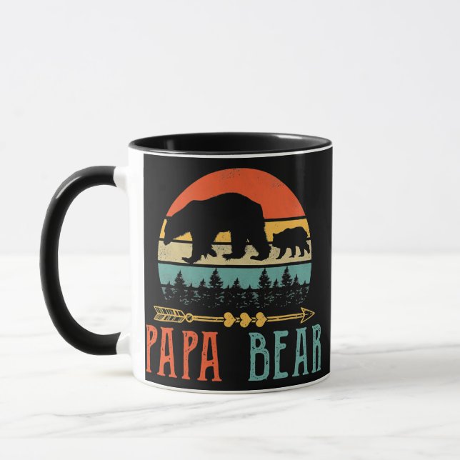 Mens Papa Bear Daddy Funny Mens Fathers Day Gift Mug (Left)