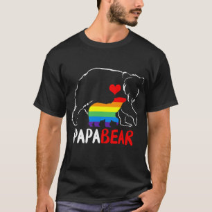 Mens Papa Bear Proud Dad Daddy Rainbow Flag LGBT T-Shirt