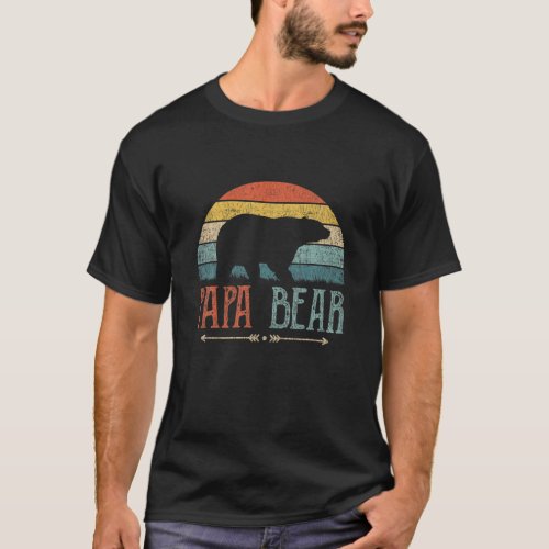 Mens Papa Bear  Vintage Daddy Fathers Day Retro D T_Shirt