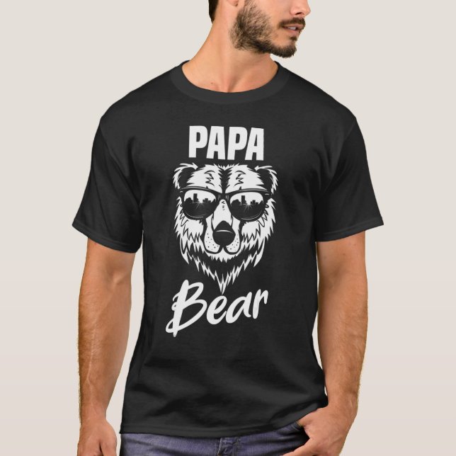 Mens Papa Bear Wearing Cool Sunglasses Fathers Day T-Shirt (Front)
