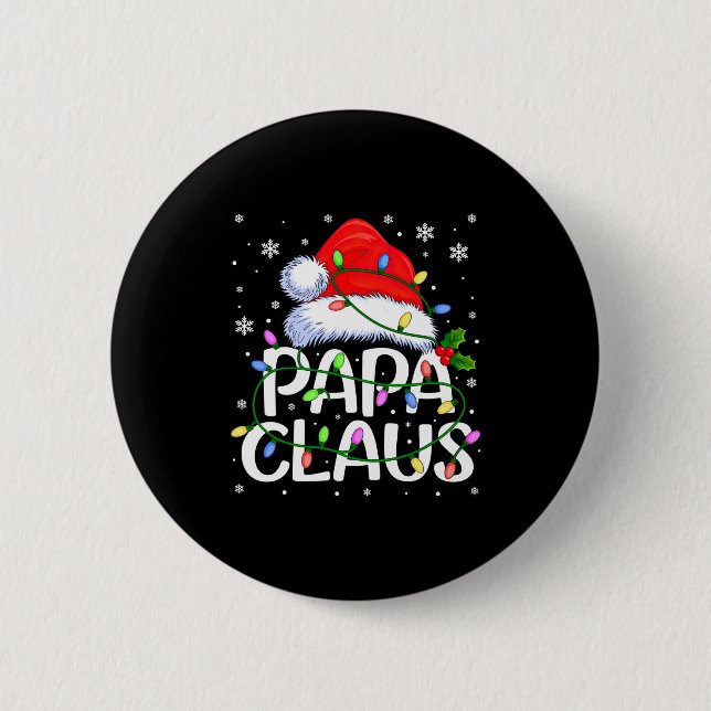 Mens Papa Claus Christmas Lights Long Sleeve  Button (Front)