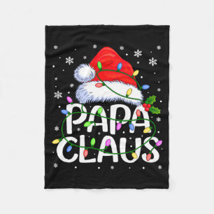 Mens Papa Claus Christmas Lights Long Sleeve Fleece Blanket