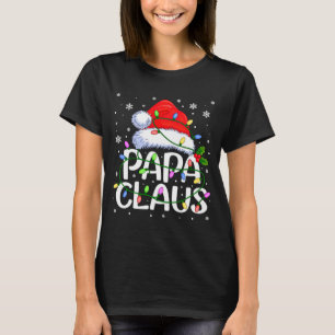 Mens Papa Claus Christmas Lights Long Sleeve T-Shirt