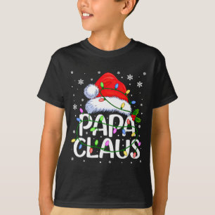 Mens Papa Claus Christmas Lights Long Sleeve T-Shirt