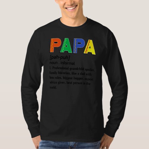 Mens Papa Definition Noun Nutrition Fathers Day G T_Shirt