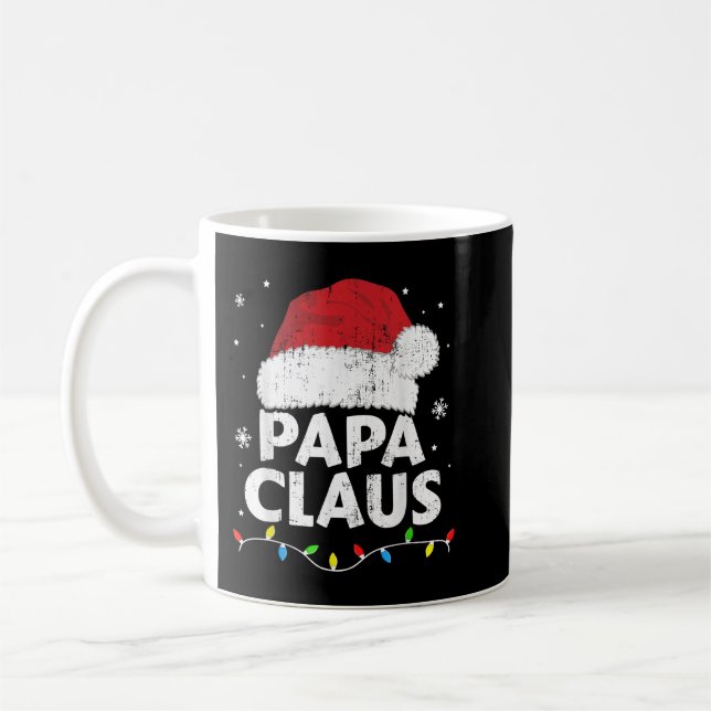 Mens Papa grandpa claus christmas lights matching  Coffee Mug (Left)