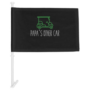 Mens Papa Grandpa Dad Golfing Fars Day Golf Cart Car Flag