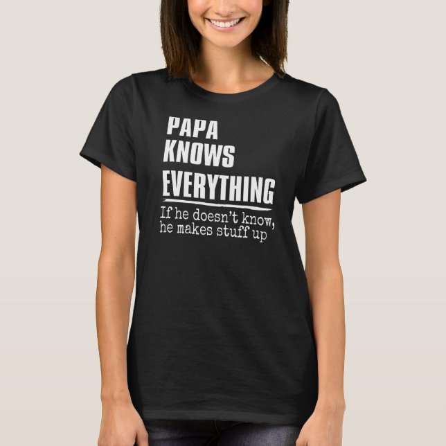 Mens Papa Knows Everything  60th   Father's Day T-Shirt (Front)