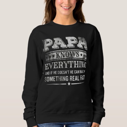 Mens Papa Knows Everything Fathers Day Funny Sweatshirt