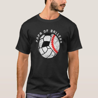 Mens Papa Of Ballers  Baseball Volleyball Soccer P T-Shirt