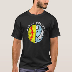 Mens Papa Of Ballers Softball Volleyball Papa T-Shirt