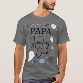 Mens Papa of the Spooky One First Birthday Blue Bo T-Shirt