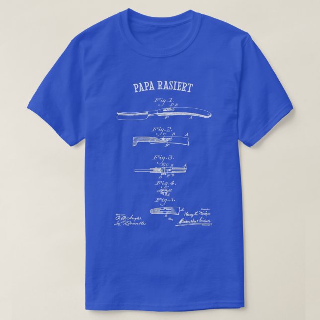 Mens Papa Shaved Hairdresser Razor Drawing Barber  T-Shirt (Design Front)