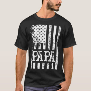 Mens Papa Tennis Fathers Day Idea With Usa Flag    T-Shirt
