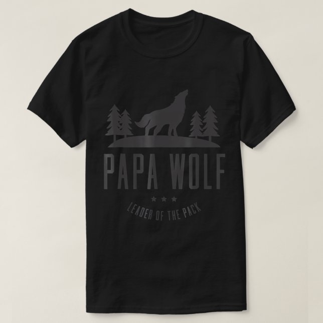 Mens Papa Wolf Shirt - Wolf Pack Family Dad T-Shir (Design Front)