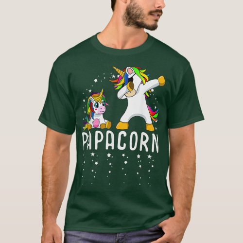 Mens Papacorn Unicorn Dad And Baby Fathest Day T_Shirt