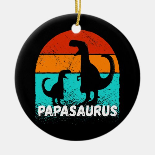 Mens Papasaurus Retro Vintage T Rex Papa Saurus Ceramic Ornament