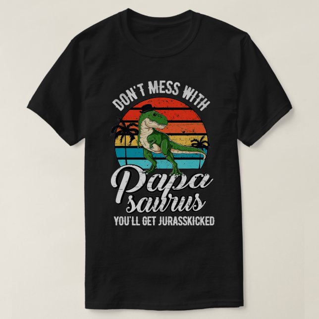 Mens Papasaurus Rex Dinosaur Papa T-Rex Fath T-Shirt (Design Front)