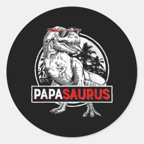 Mens Papasaurus T Rex Dinosaur Funny Fathers Day Classic Round Sticker