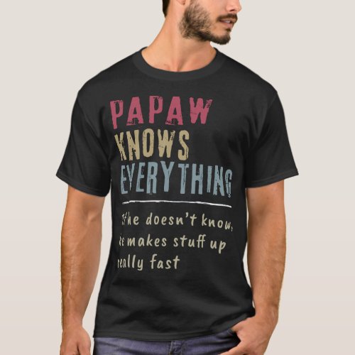 Mens Papaw Know Everything _ Grandpa Gift  T_Shirt