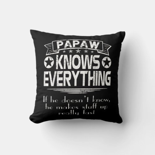 Mens Papaw Know Everything Grandpa Gift  Throw Pillow