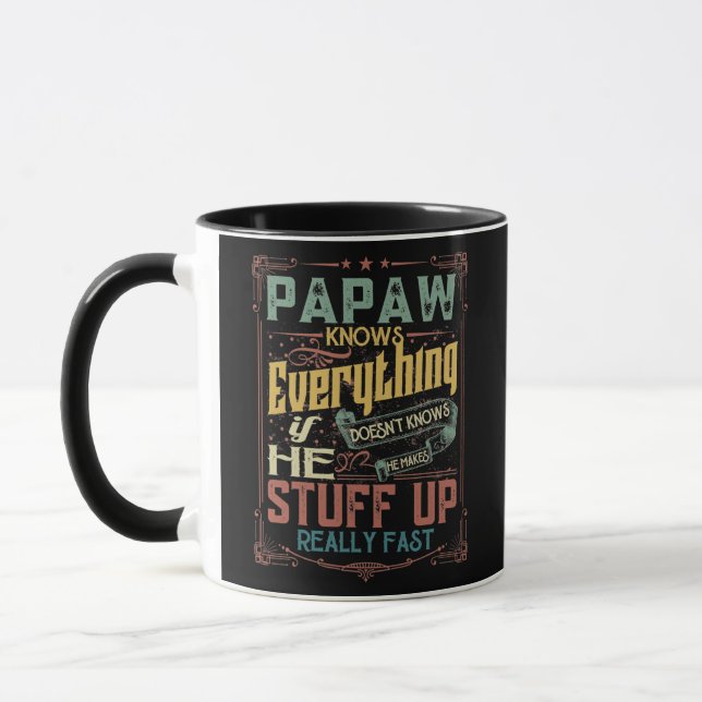 Mens Papaw Knows Everything If He Doesn't Know Mug (Left)