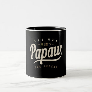 Mens Papaw The Man Myth Legend Funny Father's Day Two-Tone Coffee Mug