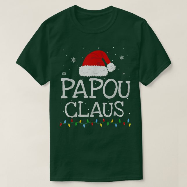Mens Papou Claus Xmas Santa Hat Matching Christmas T-Shirt (Design Front)