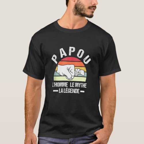 Mens Papou LHomme Le Mythe La Lgende Grandpa Tan T_Shirt