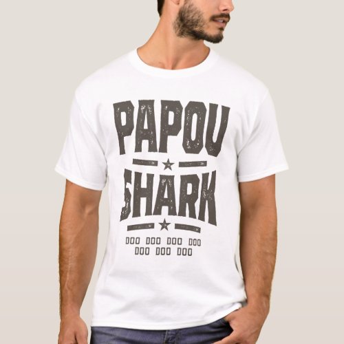 Mens Papou Shark Tee Funny Birthday Gifts 