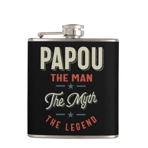 Mens Papou Shirt Gift The Man The Myth The Legend Flask