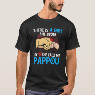 Mens Pappou Fathers Day From Wife And Daughter She T-Shirt